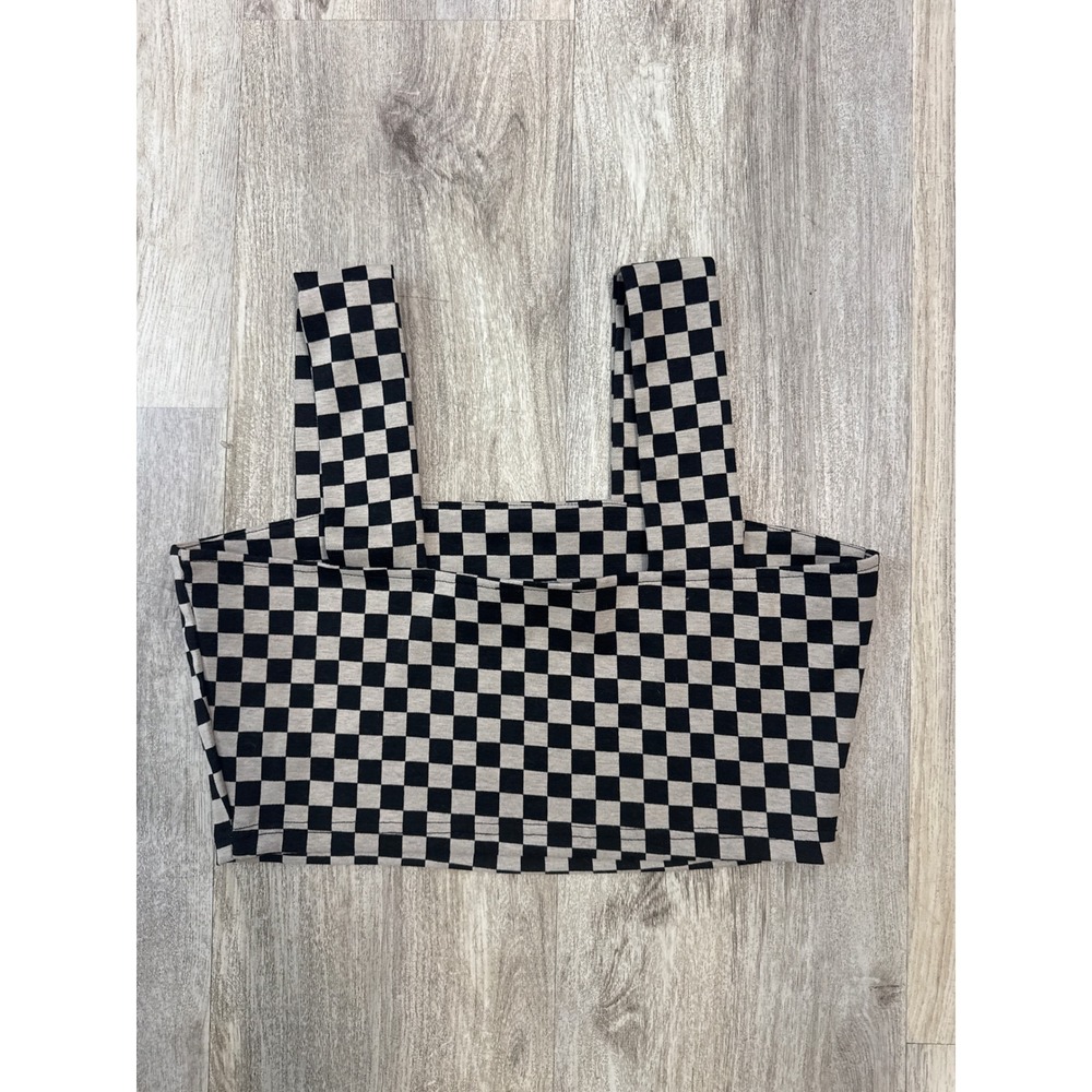 Dressed in LALA Black and White Checkered Crop Top - Picture 5 of 8